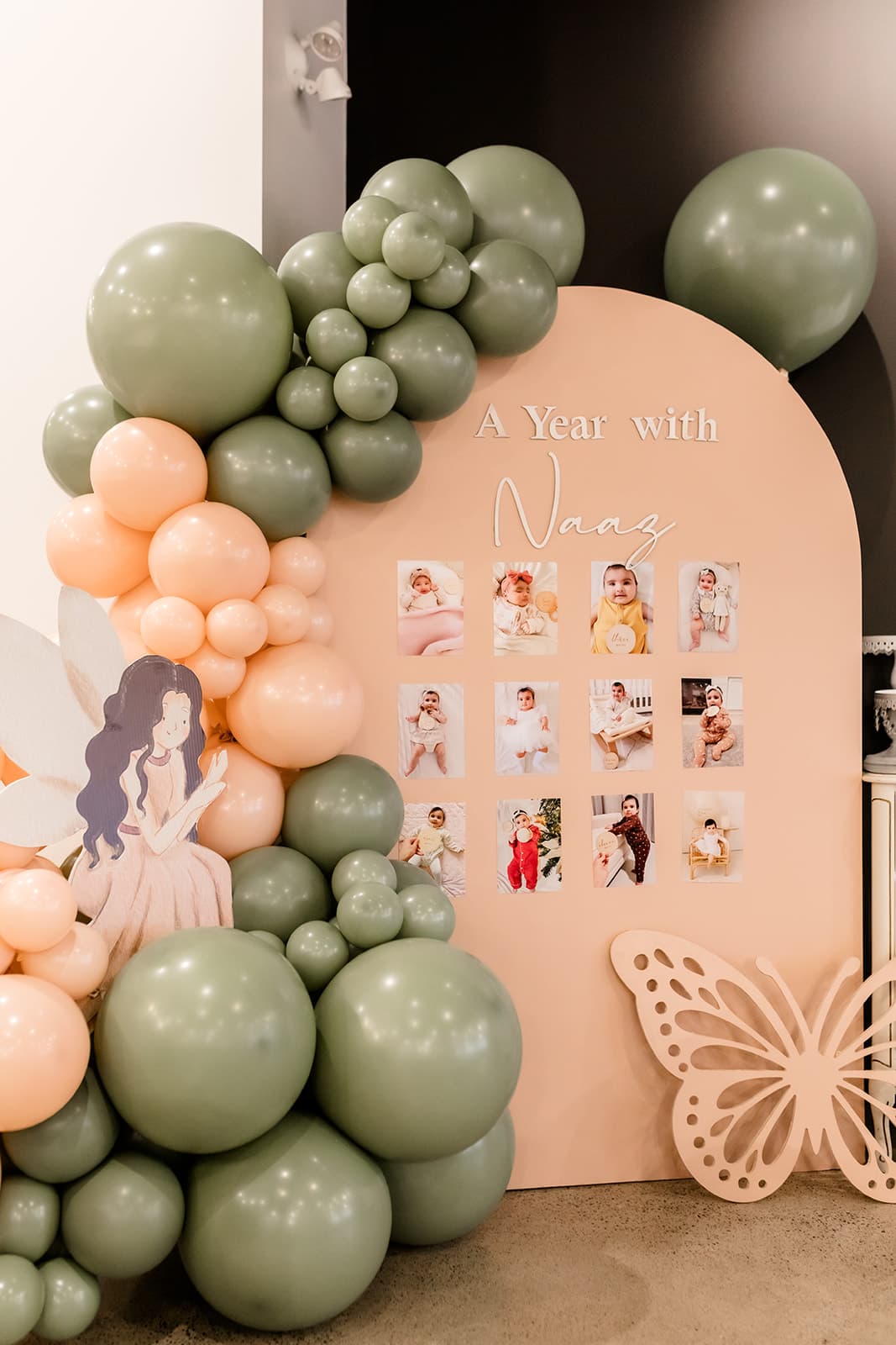 Pastel balloon and floral installation styled by Big Little Creations for a baby shower in Surrey, BC