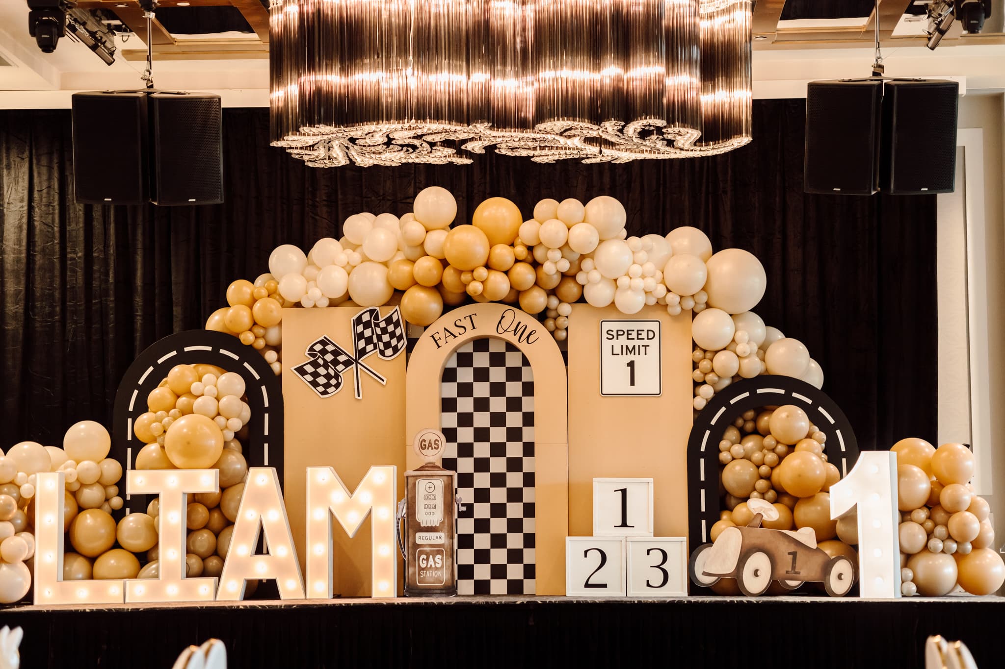 Bespoke backdrop with custom signage by Big Little Creations, Metro Vancouver event styling