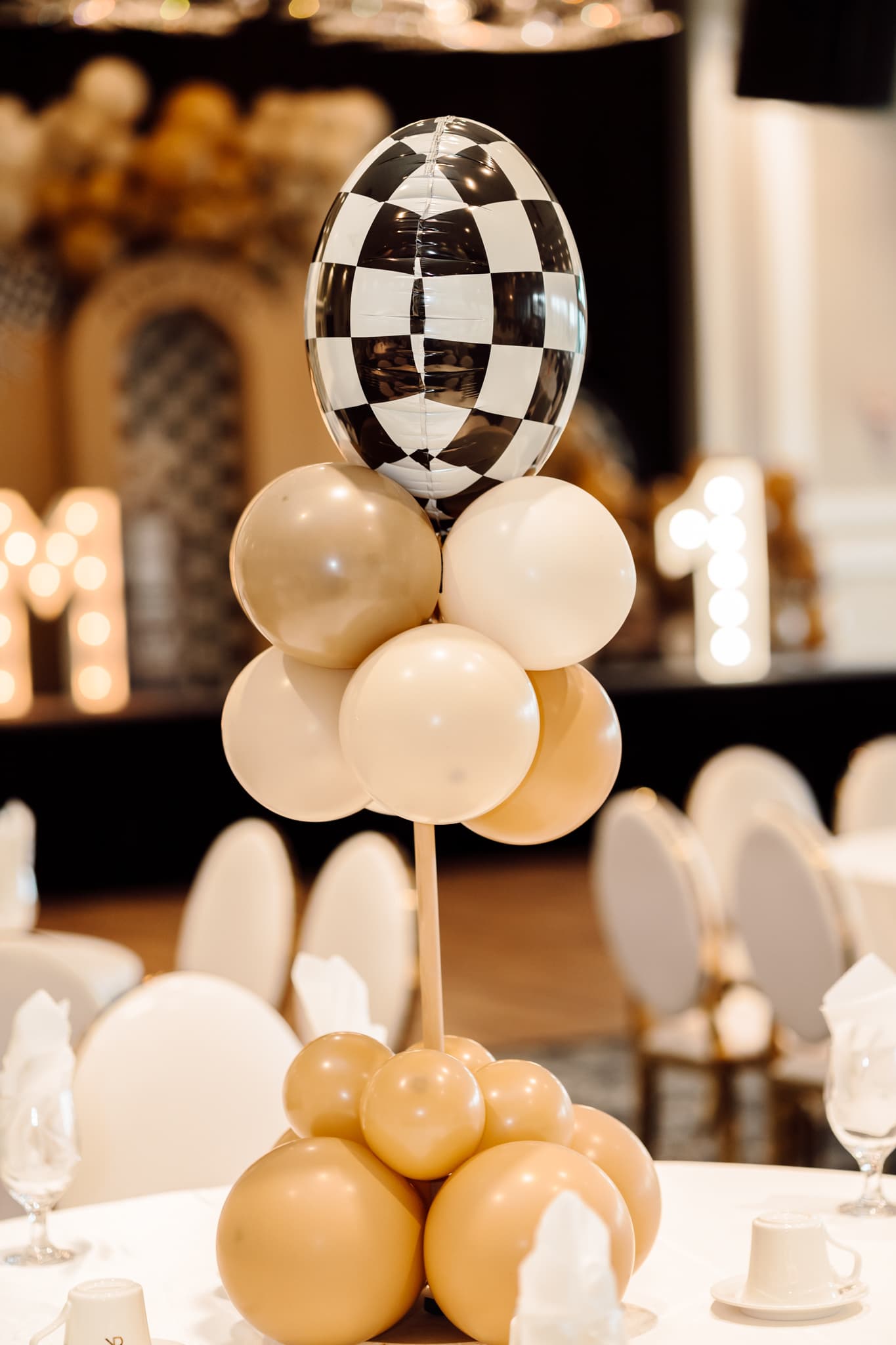 Floral installation against a custom backdrop